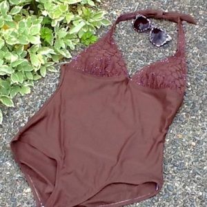 Isaac Mizrahi halter one-piece swimsuit